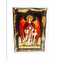 Erzengel Raphael Engel - Saint San Raffaele -Handgemachte Holz Ikone Auf Plakette Körperalterung Und Golden Leaf 24K von AgioErgo