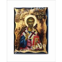 Handgemachte Barnabas Holz Ikone Mit Goldenem Blatt 24K Handgemachte Barnabas Holz Ikone Mit Goldenem Blatt 24K von AgioErgo