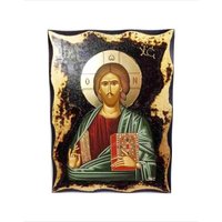 Handgemachte Christus Pantokrator Holz Ikone Mit 24K Goldenem Blatt Handgemachte Christus Pantokrator Holz Ikone Mit 24K Goldenem Blatt von AgioErgo