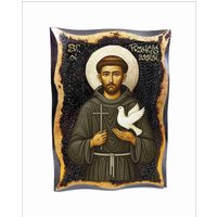 Handgemachte Heiligen Franz Von Assisi Holz Ikone Mit 24K Goldenem Blatt Handgemachte Heiligen Franz Von Assisi Holz Ikone Mit 24K Goldenem Blatt von AgioErgo