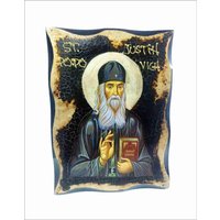 Handgemachte Saint Justin Popović Holz Ikone Mit Goldenem Blatt 24K Handgemachte Saint Justin Popović Holz Ikone Mit Goldenem Blatt 24K von AgioErgo