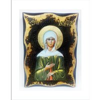 Handgemachte Saint Xenia Holz Ikone Mit Goldenem Blatt 24K Handgemachte Saint Xenia Holz Ikone Mit Goldenem Blatt 24K von AgioErgo