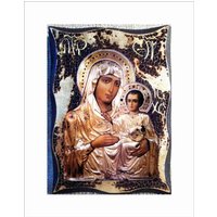 Heilige Dame Von Jerusalem - Panagia Ierosolymitissa Theotokos Jerusalemhandgemachte Holz Ikone Auf Plakette Mit Physisch Alterndem Goldenem Blatt von AgioErgo