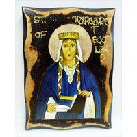 Heilige Margarete Von Schottland Handgemachte Holz-Symbol Auf Plaque Mit Körperlichen Alterung Und Golden Leaf 24K Heilige Margarete Von Schottland Handgemachte Holz-Symbol Auf Plaque Mit Körperlichen Alterung Und Golden Leaf 24K von AgioErgo