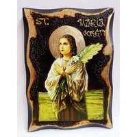 Heilige Maria Goretti Jungfrau Und Märtyrer Handgefertigte Holz-Symbol Auf Plaque Mit Körperlichen Alterung Golden Leaf 24K Heilige Maria Goretti Jungfrau Und Märtyrer Handgefertigte Holz-Symbol Auf Plaque Mit Körperlichen Alterung Golden Leaf 24K von AgioErgo