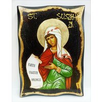 Heilige Susanna Martys Von Rom Handgemachte Holz-Symbol Auf Plaque Mit Körperlichen Alterung Und Golden Leaf 24K Heilige Susanna Martys Von Rom Handgemachte Holz-Symbol Auf Plaque Mit Körperlichen Alterung Und Golden Leaf 24K von AgioErgo