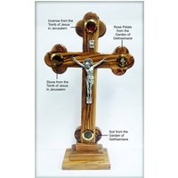 Jerusalem-Kruzifix Aus Olivenholz Zutaten Des Heiligen Landes, Selbstklebende Basis von AgioErgo