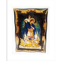 Michael Der Erzengel - Michel Miguel Arcanjo Arcangelo Michele Handgefertigte Holz Ikone Auf Plakette Und Goldenem Blatt 24K von AgioErgo