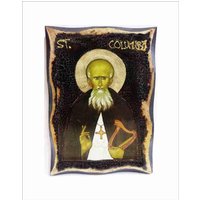 Saint Columba Handgefertigte Holz Ikone Mit 24K Goldenem Blatt Saint Columba Handgefertigte Holz Ikone Mit 24K Goldenem Blatt von AgioErgo