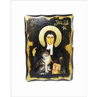 Saint Salvador Ikone Handgefertigte Holzplakette Mit Blattgold 24K von AgioErgo