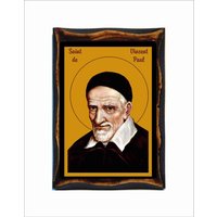 Saint Vincent De Paul Christian Römisch-Katholisch Handgemachte Holz Ikone Auf Plakette von AgioErgo