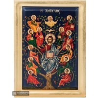 Jesus Christus Baum Des Lebens | The Vine Handgefertigte Ikone Gold Blätter Hintergrund in Versenkten Naturholz - Case Montagepunkt & Ständer von AgiografiaIcons