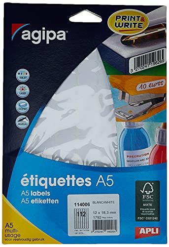 agipa 114006 Universal-Etiketten, 12 x 18,3 mm, weiß von APLI