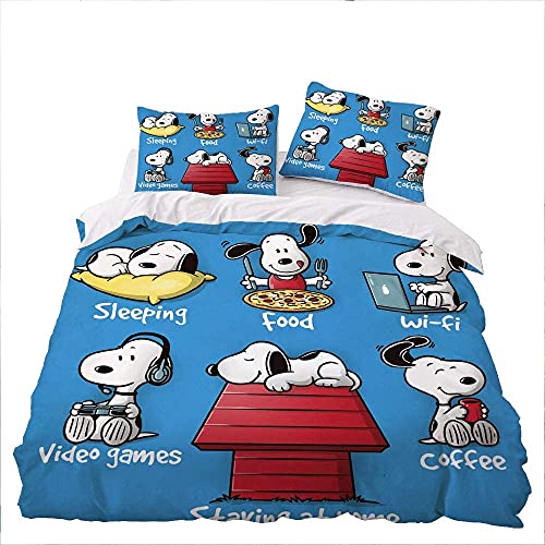 Agmdno Bettwäsche Für Kinder Snoopy,bettwäsche 2teilig,Bettbezug + Kissenbezüge,bettwäsche Kinder,bettwäsche Jungen Mädchen (A03,155x220cm) von Agmdno