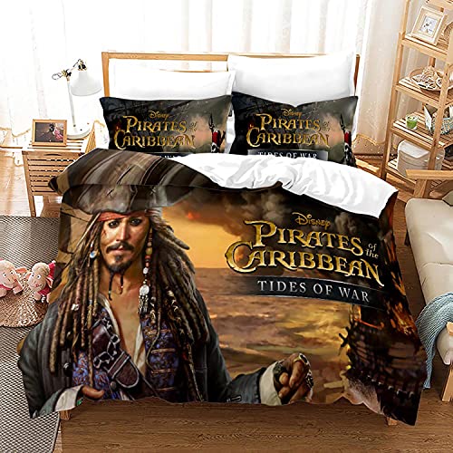 Agmdno Bettwäsche Pirates of The Caribbean,Bettbezug Bettwäsche Set - Bettbezug Und Kissenbezug,Mikrofaser,3D Digital Print,bettwäsche Jungen (A09,135x200cm+80x80cmx1) von Agmdno
