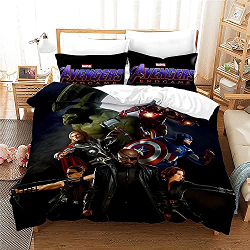 Agmdno Bettwaren-Sets Für Kinder Avengers,kinderbettwäsche,Mikrofaser Bettwäsche 135x200 cm + Kissenbezug 80x80 cm-Bettbezüge 2 Teilig (A5,155x220cm+80x80cmx1) von Agmdno