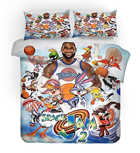 Agmdno Bettwaren-Sets für Kinder Space Jam 2?A New Legacy,kinderbettwäsche Jungen,Basketball-Enthusiast,Lebron James Bettbezug+Kissenbezug (A05,220x240cm+80x80cmx2) von Agmdno