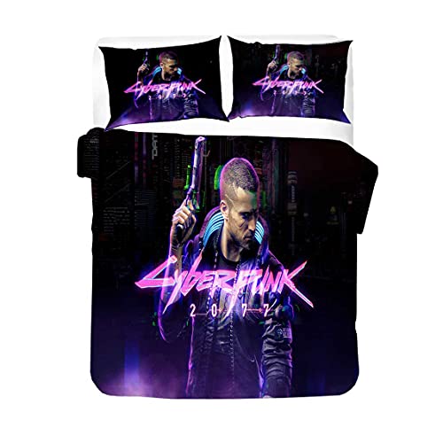 Agmdno Cyberpunk Bettwäsche Set - Bettbezug 135x200 cm + Kissenbezug 80x80 cm,3D Digital Print Bettwäsche,bettwäsche Jungen,mädchen (A08,200x200cm+80x80cmx2) von Agmdno