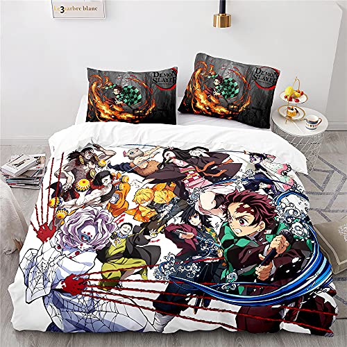 Agmdno Demon Bettwäsche-Set,Slayer Bettbezug-Set,100% Mikrofaser,kinderbettwäsche,Anime Bettwäsche,bettbezug (A04,135x200cm+75x50cmx1) von Agmdno