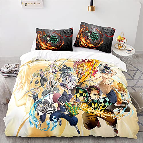 Agmdno Demon Bettwäsche-Set,Slayer Bettbezug-Set,100% Mikrofaser,kinderbettwäsche,Anime Bettwäsche,bettbezug (A06,200x200cm+75x50cmx2) von Agmdno