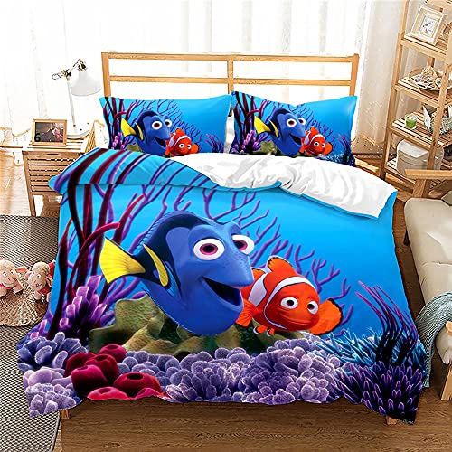 Agmdno Finding Nemo Bettwäsche-Set,Clownfish Bettbezug-Set,KindBettwäsche,Bettbezug 135 X 200 cm, Kopfkissenbezug 80 X 80 cm (A02,135x200cm+75x50cmx1) von Agmdno