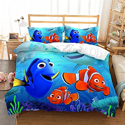 Agmdno Finding Nemo Bettwäsche-Set,Clownfish Bettbezug-Set,KindBettwäsche,Bettbezug 135 X 200 cm, Kopfkissenbezug 80 X 80 cm (A05,135x200cm+75x50cmx1) von Agmdno