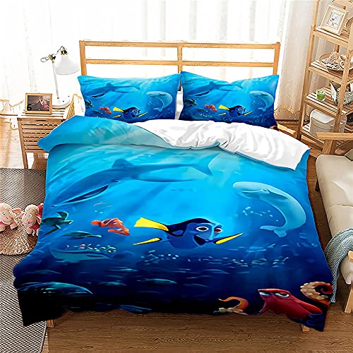 Agmdno Finding Nemo Bettwäsche-Set,Clownfish Bettbezug-Set,KindBettwäsche,Bettbezug 135 X 200 cm, Kopfkissenbezug 80 X 80 cm (A08,135x200cm+75x50cmx1) von Agmdno