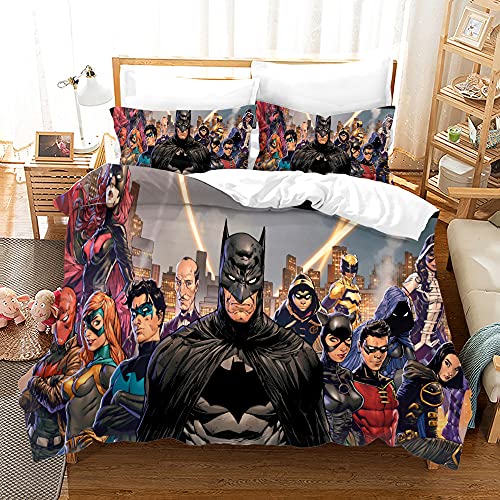 Agmdno Kinder Bettwäsche Batman,Bettbezug 135x200cm + Kissenbezug 80x80cm,Movie Robin Joker DC Super Heroes,Kinderbettwäsche (H01,135x200cm+80x80cmx1) von Agmdno