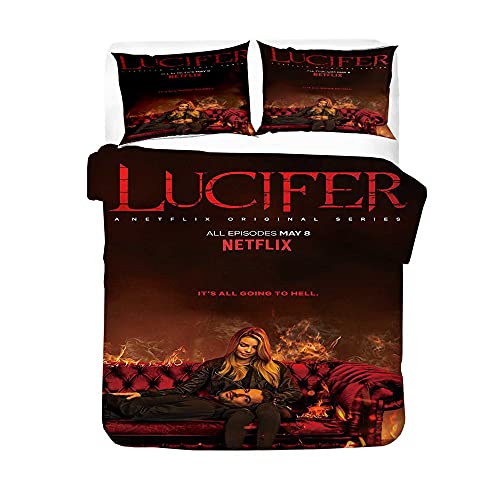 Agmdno Lucifer Bettwäsche-Sets,Bettbezug 135x200cm + Kissenbezug 80x80cm,Mikrofaser,Kinder Bettwäsche,deko Teenager Mädchen Zimmer (L01,135x200cm+75x50cmx1) von Agmdno