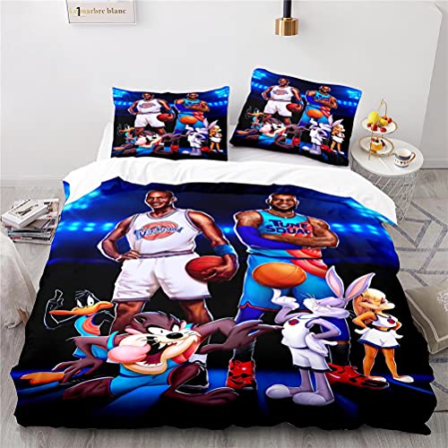 Agmdno Space Jam Bettwäsche-Sets,bettwäsche 135x200 Kinder,3D-gedruckte Bettbezug + Kissenbezug 80x80cm,Basketball Filmfans (A07,135x200cm+80x80cmx1) von Agmdno