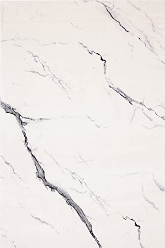 AGNELLA Diverse Marble Teppich - Teppichboden 100% Neuseeländische Wolle - Gewebt mit Wilton-Technologie - Teppich Wohnzimmer Modern Vintage Retro - 133 x 180 x 1,20 cm - Polarweiß von AGNELLA