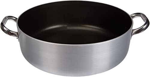 Pentole Agnelli Platinum Kasserolle, Aluminium, 2 Griffe aus Edelstahl, Silberfarben 32 cm Silber/schwarz von Baldassare Agnelli