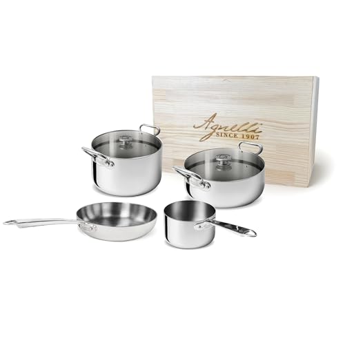Agnelli - Topfset 6-teilig - Stahl 5-fach mit Holzbox von Agnelli