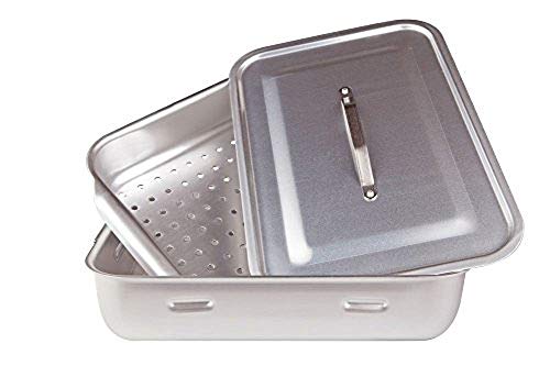 Agnelli Töpfe eckig Dampf mit Deckel, 2 Griffe, Aluminium, Silber, 50 x 33 cm von Baldassare Agnelli