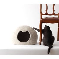 Katzenbett Aus Wolle. Natürliches Beiges Gefilztes Katzenbett. Tierliebhaber Geschenk von AgnesFeltforCats