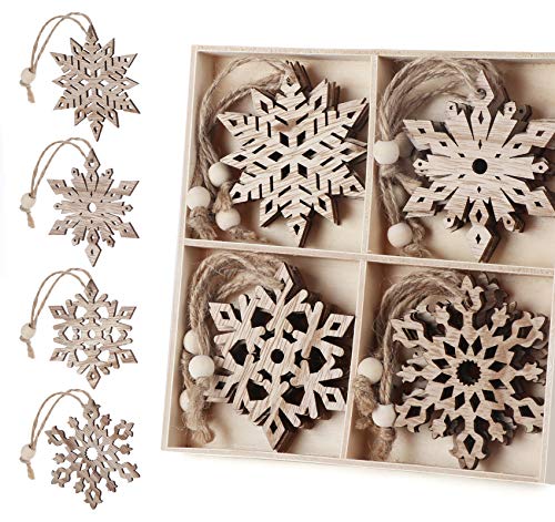 Agoer 16 Weihnachten Holz Schneeflocken Ornamente 4 Verschieden mit Jute Kordel für DIY Basteln Weihnachtsbaum 7.5cm Agoer 16 Weihnachten Holz Schneeflocken Ornamente 4 Verschieden mit Jute Kordel für DIY Basteln Weihnachtsbaum 7.5cm von Agoer