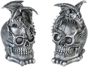 Agora Gifthouse Set 2 Stk Totenkopf Skull Drachen Deko Figuren Schmuckbox Gothic Fantasy Horror Halloween Horror von Agora Gifthouse