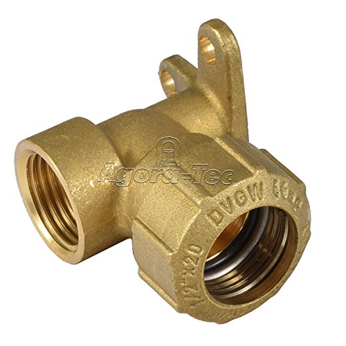 1 Stück Messing Fitting Wandwinkel 90 ° 1/2 Zoll Innengewinde, für 20 mm PE-Rohr als Wandhalterung mit Montageplatte für Wasserrohr in Garten oder Haus (Messing Wandwinkel 90 ° 1/2 Zoll IG, 1, Stück) von Agora-Tec