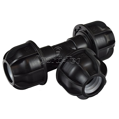 1 Stück PP Fittings T-Stück für 20 mm PE-Rohr für Wasserrohr in Garten oder Haus (T-Stück, 1, Stück) von Agora-Tec