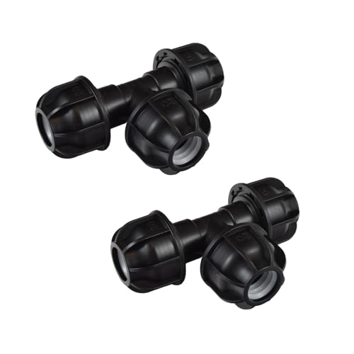 2 Stück PP Fittings T-Stück für 20 mm PE-Rohr für Wasserrohr in Garten oder Haus (T-Stück, 2, Stück) von Agora-Tec