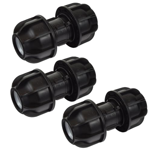 3 Stück PP Fittings Verbinder für 20 mm PE-Rohr für Wasserrohr in Garten oder Haus (Verbinder, 3, Stück) von Agora-Tec