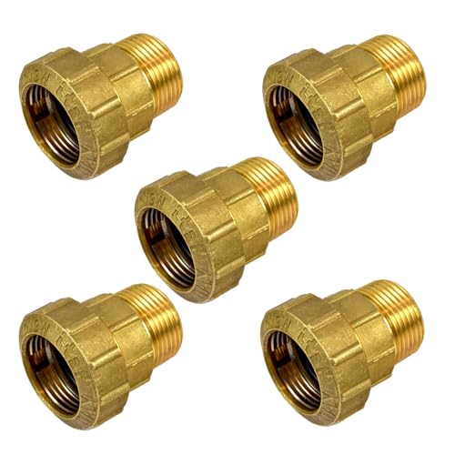 5 Stück Messing Fittings Kupplung 1/2 Zoll Außengewinde für 20 mm PE-Rohr für Wasserrohr in Garten oder Haus (Messing-Kupplung 1/2 Zoll AG, 5, Stück) von Agora-Tec