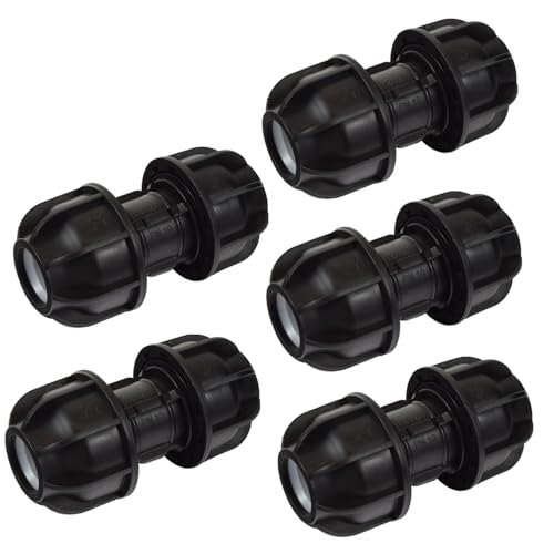 5 Stück PP Fittings Verbinder für 20 mm PE-Rohr für Wasserrohr in Garten oder Haus (Verbinder, 5, Stück) von Agora-Tec