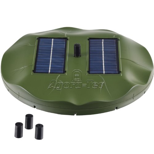 Agora-Tec® AT-1.8W Solar Teichpumpe 1,8 Watt Hmax.: 155l/h Fontainenhöhe: 0,50m für Gartenteich oder Springbrunnen von Agora-Tec