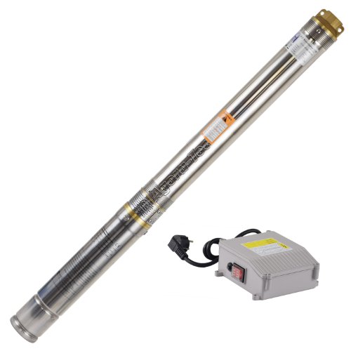 Agora-Tec® AT- 3 Zoll Edelstahl- Brunnenpumpe Tiefbrunnenpumpe 370W mit 15 m Kabel max: 5,5 bar, max: 3000l/h von Agora-Tec