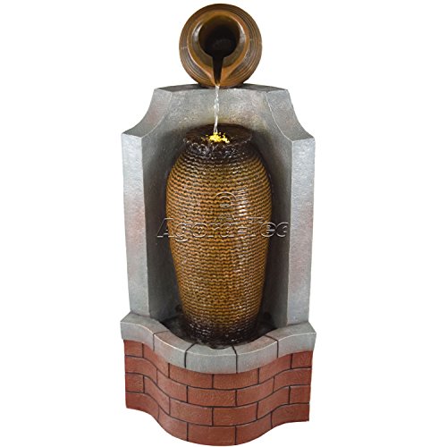 Agora-Tec® Gartenbrunnen Amphora Wasserspiel & Zimmerbrunnen mit LED Beleuchtung 75 cm hoch von Agora-Tec