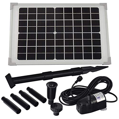 Agora-Tec® Monokristallines Solar Teichpumpen Set AT-10W Hmax.: 600l/h Fontainenhöhe: 1,00m, 10 Watt, für Gartenteich oder Springbrunnen von Agora-Tec