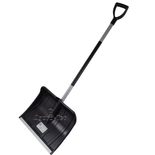 Agora-Tec® Schneeschieber Easy- Kunststoff Blatt mit auswechselbarer robuster Stahlkante: 48,5 cm breit, Stiel aus pulverbeschichtetem Stahl von Agora-Tec