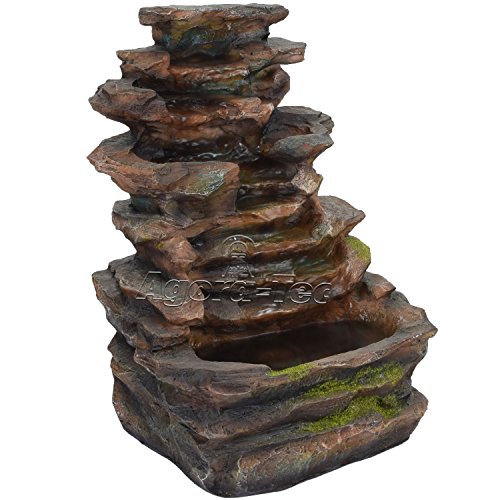 Agora-Tec® Wasserspiel & Zimmerbrunnen Slate sehr angenehmer leiser Wasserlauf 37 cm hoch von Agora-Tec