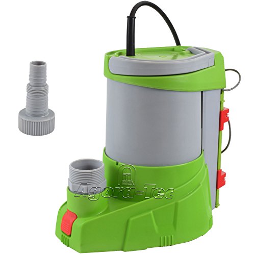 Agora-Tec AT-Tauchpumpe clear water 250W-vario-control (flachsaugend auf 1 mm) stufenlos einstellbarer integrierten Schwimmerschalter mit Rückschlagventil und max: 0,4 bar und max: 3000l/h von Agora-Tec